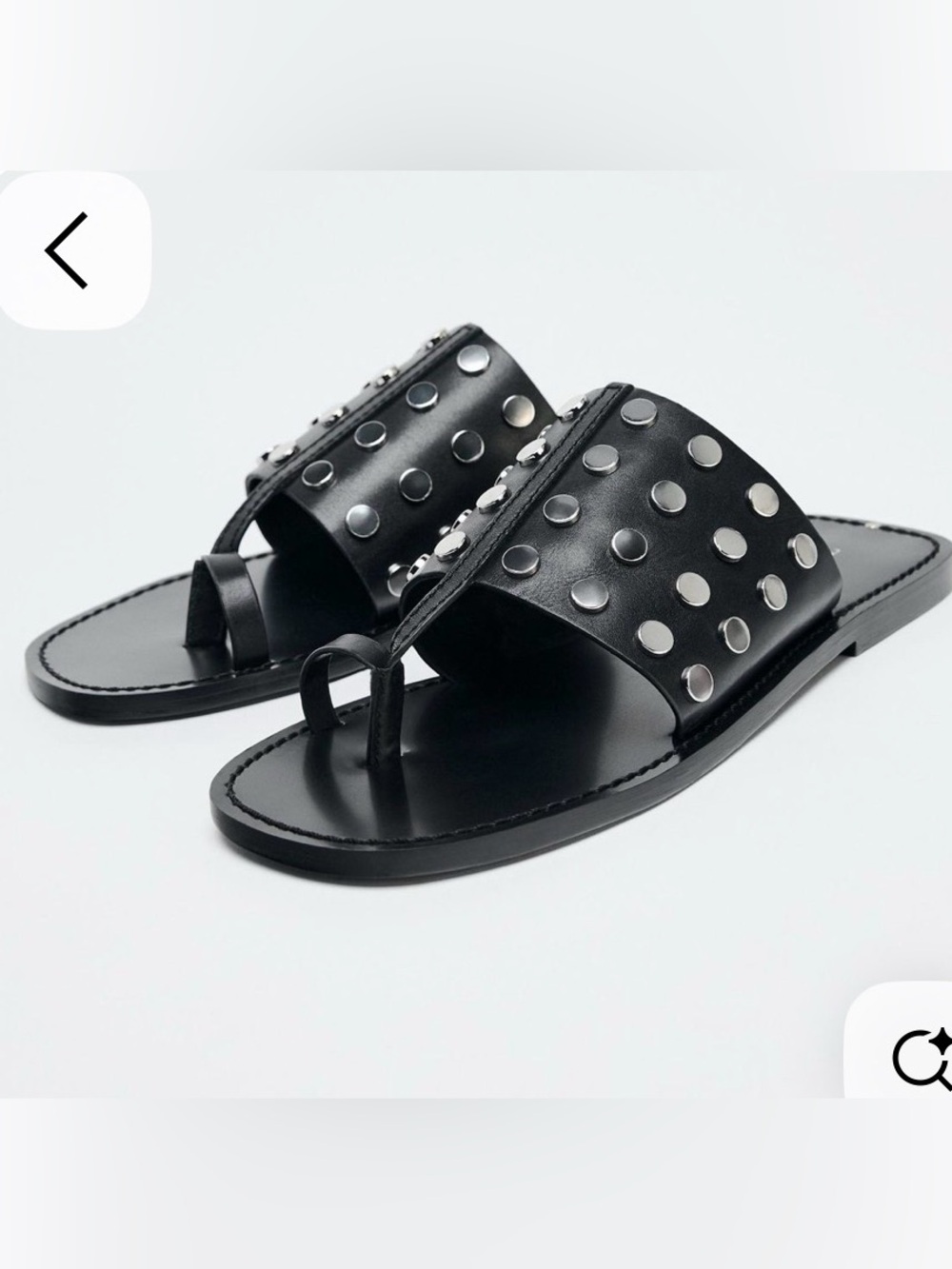 Zara Studded Flat Leather Sandals